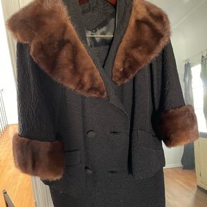 Vintage mink skirt suit
